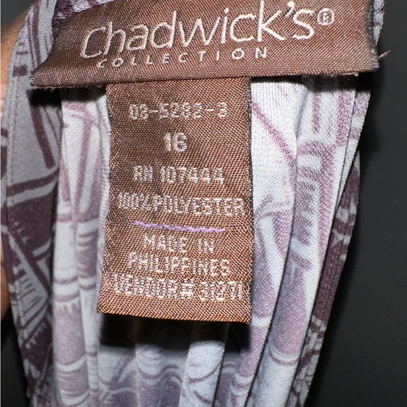 Gray/purple printed polyester/spandex fitted belted dress - Picture 3 of 3